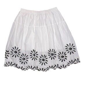 Lane Bryant Floral Embroidery Scallop Midi Skirt Size 22/24 Boho Cotton NWT